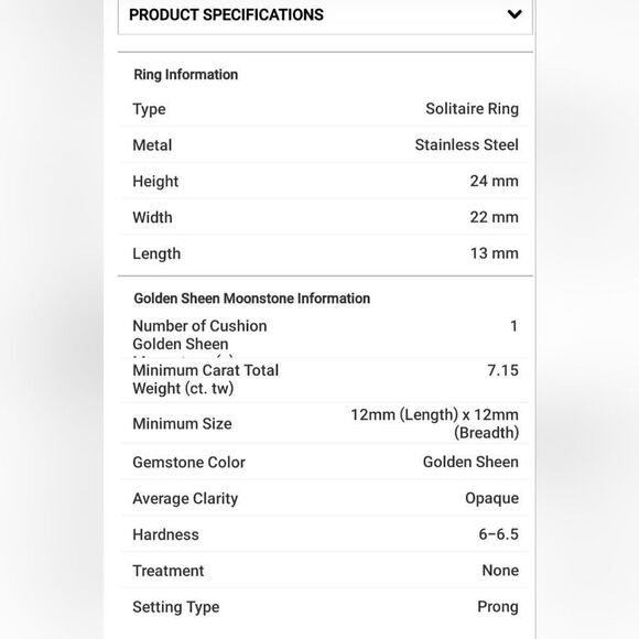 Golden Sheen Moonstone Ring - Picture 15 of 16